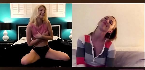  Lesbian babe video chats and masturbates